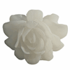 Stor resin blomst, hvid, 40x35mm, 2 stk.